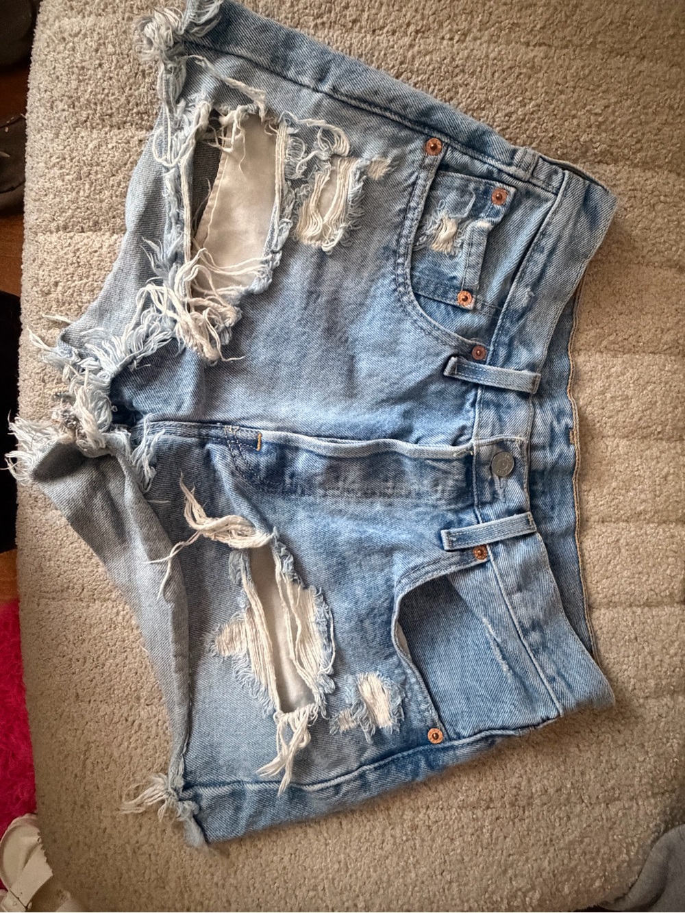Signature by Levi Strauss Light Blue Distressed Denim Jean Shorts